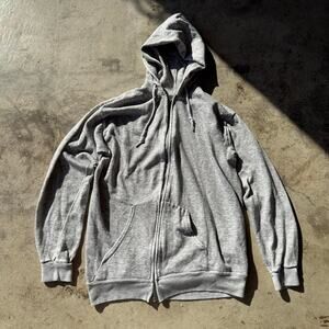 Vintage 90s blank zip up hoodie with sasheiko repair